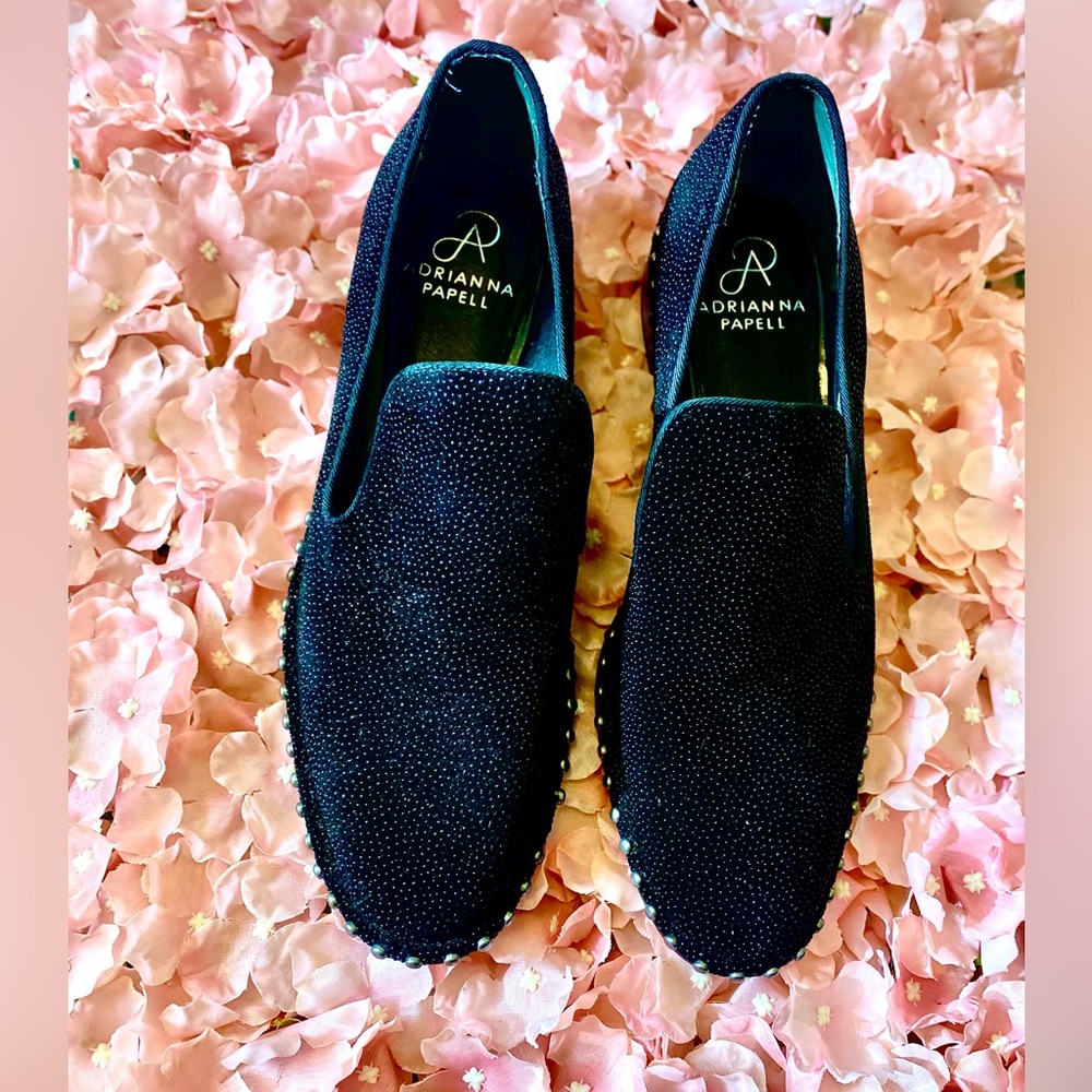 Adriana Papell Black Maura Leather Loafers